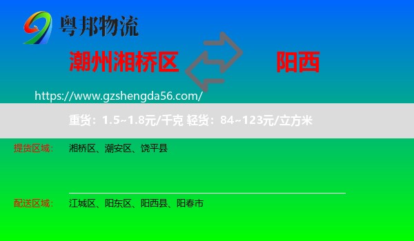 湘桥区到阳西县物流专线