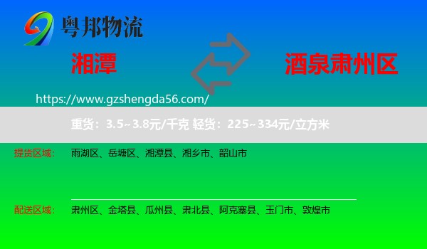 湘潭到肃州区物流专线