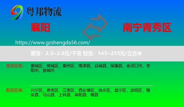 襄阳到青秀区物流专线