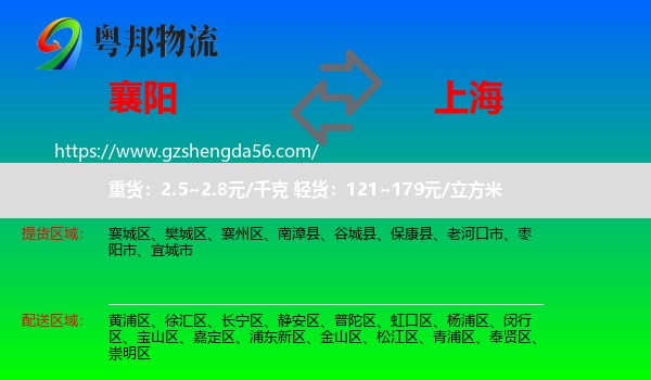 襄阳到上海专线