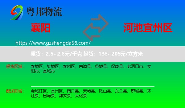 襄阳到宜州区物流专线