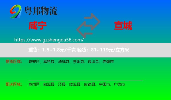 咸宁到宣城物流专线