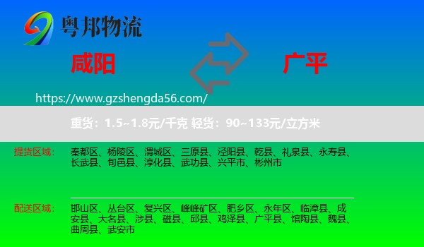 咸阳到广平县物流专线