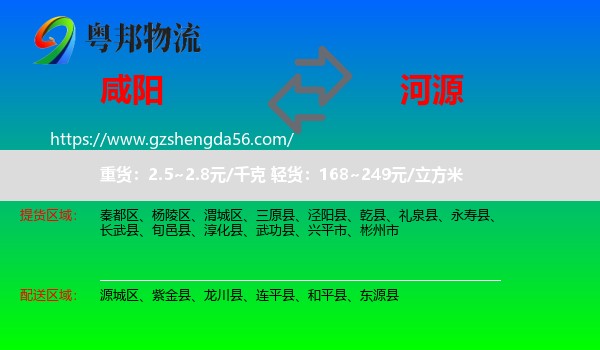 咸阳到河源物流专线