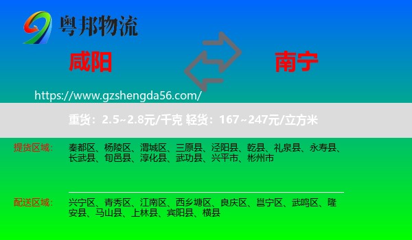 咸阳到南宁专线