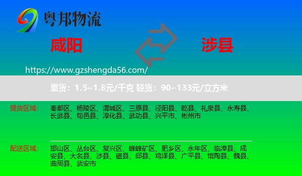 咸阳到涉县物流专线