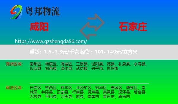 咸阳到石家庄专线