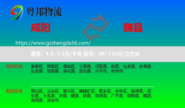 咸阳到魏县物流专线