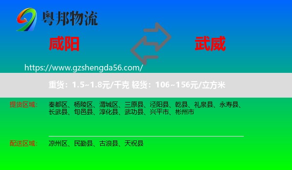 咸阳到武威物流专线