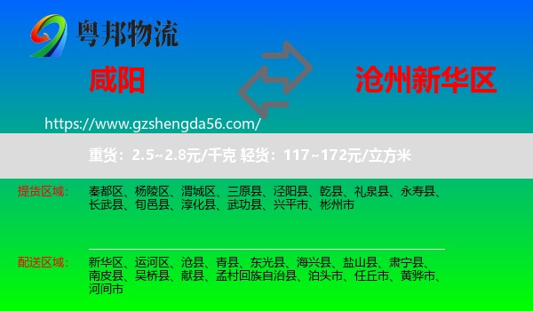 咸阳到新华区物流专线