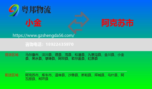 小金县到阿克苏市物流专线