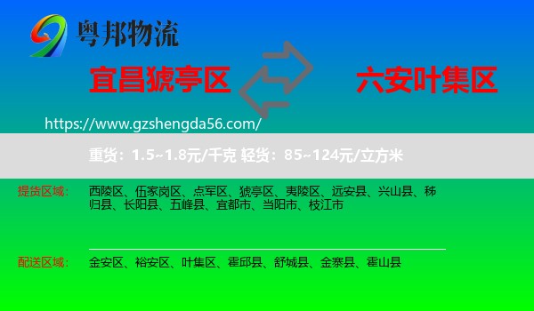 猇亭区到叶集区物流专线
