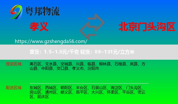 孝义市到门头沟区物流专线