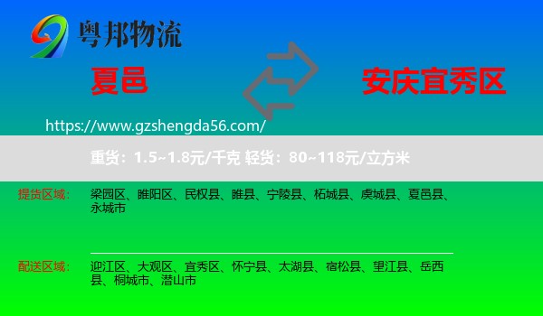 夏邑县到宜秀区物流专线
