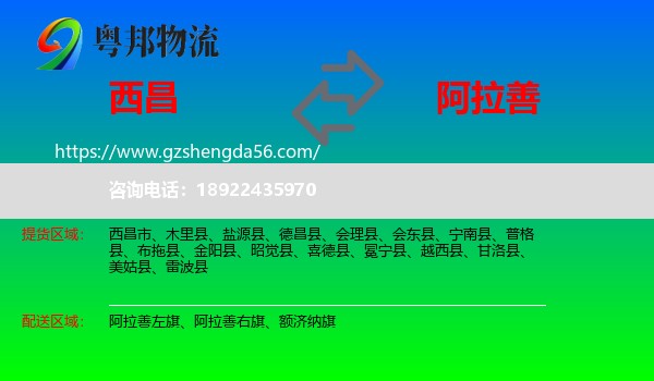 西昌市到阿拉善盟物流