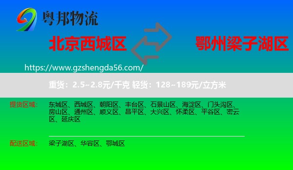 西城区到梁子湖区物流专线