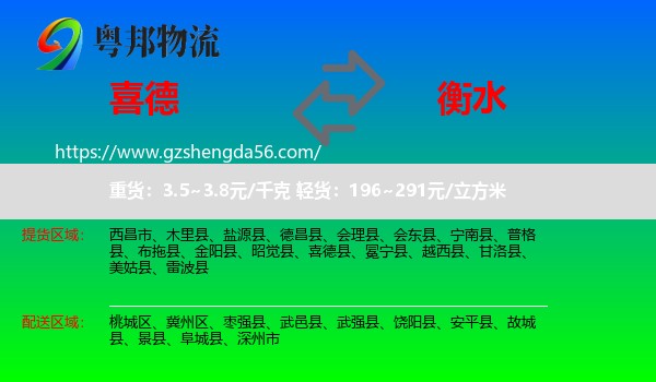 喜德县到衡水物流