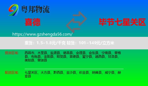喜德县到七星关区物流专线