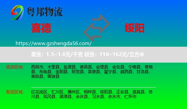 喜德县到绥阳县物流专线