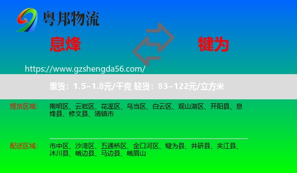 息烽县到犍为县物流专线