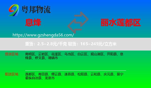 息烽县到莲都区物流专线