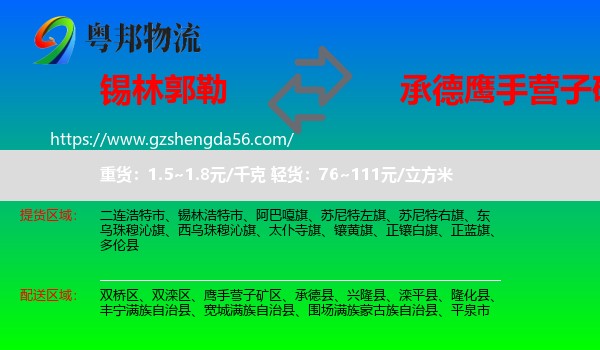 锡林郭勒到鹰手营子矿区物流专线