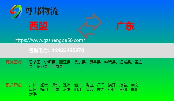 西盟县到广东物流