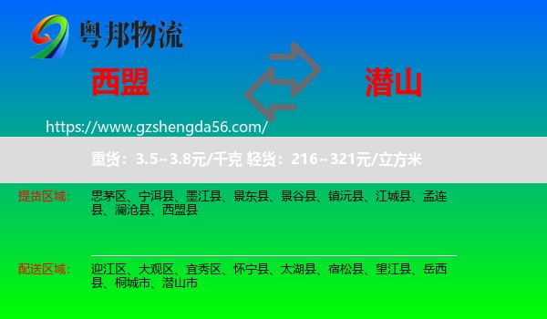 西盟县到潜山市物流专线