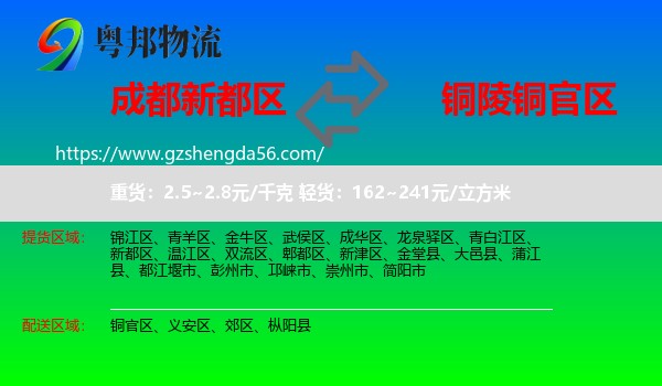 新都区到铜官区物流专线