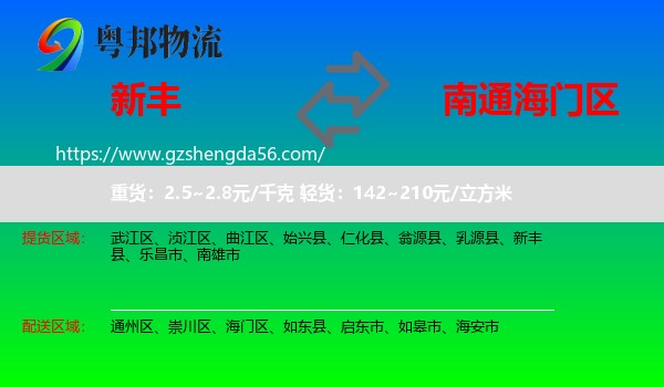 新丰县到海门区物流专线