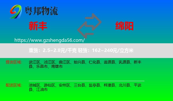 新丰县到绵阳物流
