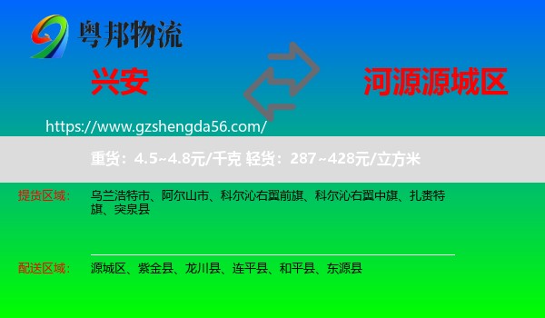 兴安盟到源城区物流专线