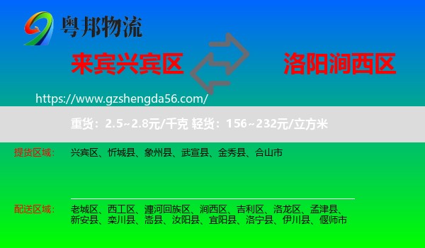 兴宾区到涧西区物流专线