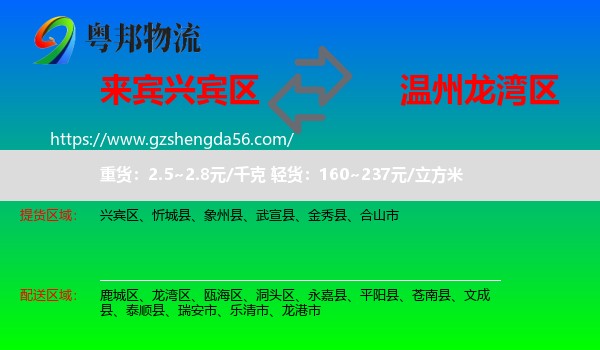 兴宾区到龙湾区物流专线