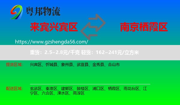 兴宾区到栖霞区物流专线