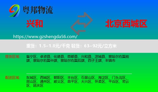 兴和县到西城区物流专线