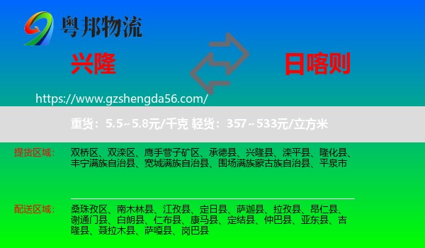 兴隆县到日喀则物流专线