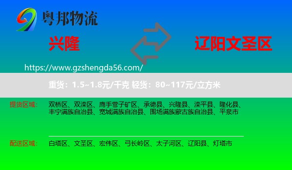 兴隆县到文圣区物流专线