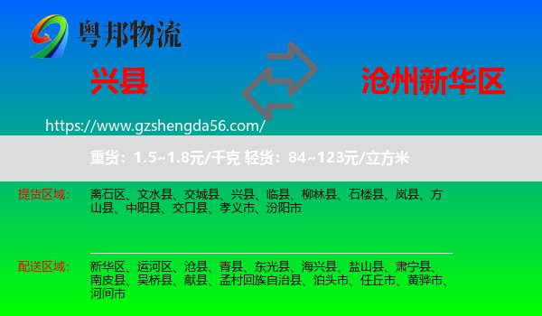 兴县到新华区物流专线