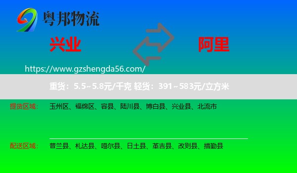兴业县到阿里物流