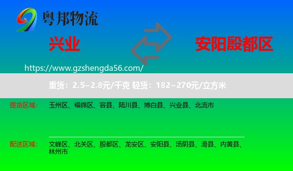 兴业县到殷都区物流专线
