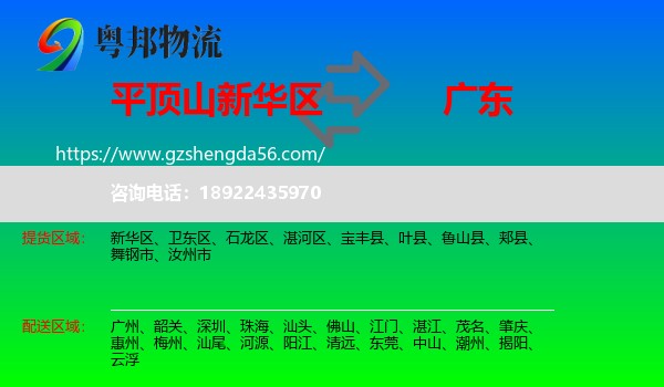新华区到广东物流专线