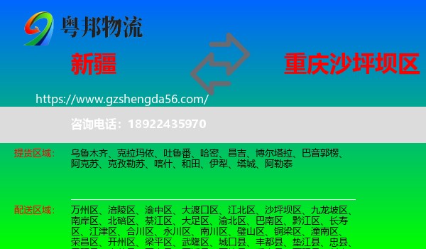 新疆到沙坪坝区物流