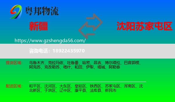 新疆到苏家屯区物流专线