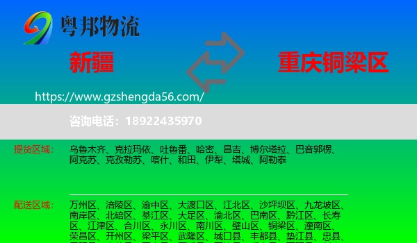 新疆到铜梁区物流