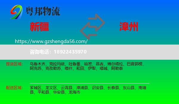 新疆到漳州物流
