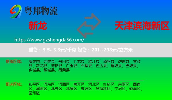新龙县到滨海新区物流专线