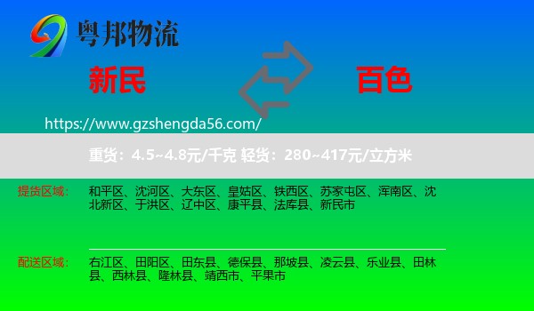 新民市到百色物流