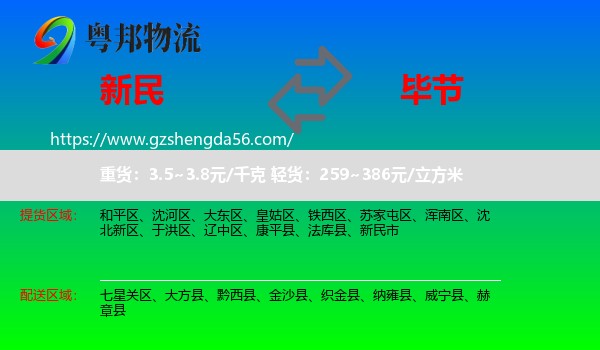 新民市到毕节物流