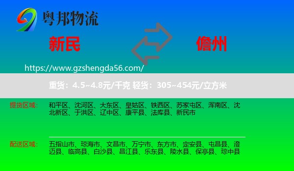 新民市到儋州物流